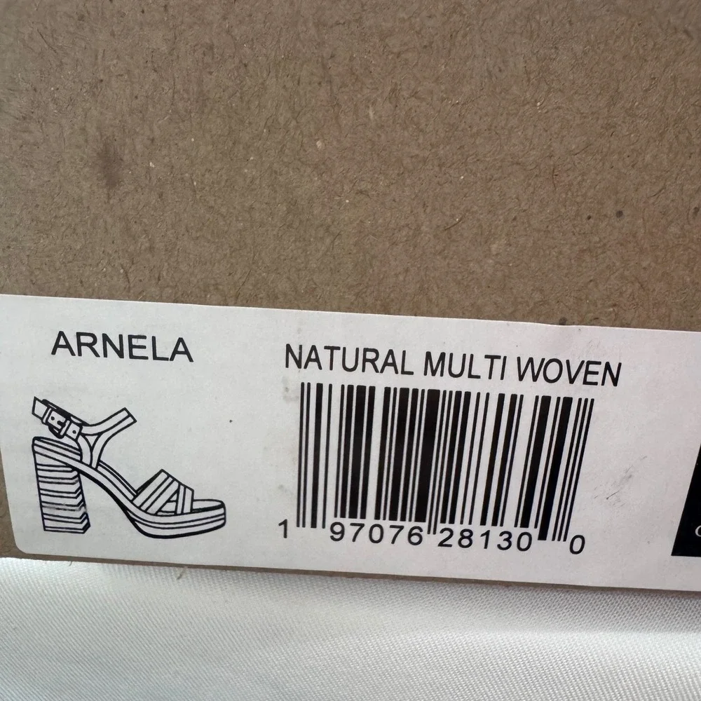 Dolce Vita Arnela‎ Natural Woven Platform Block Heel Ankle Strap Sandals Size 11